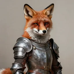 a furry fox wearing armor by Rembrandt