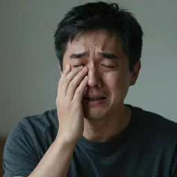 a man forced to cry because of his infinite flaws
