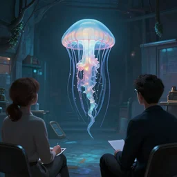 A medusa prepares for a job interview, matte painting, urban fantasy, indoors