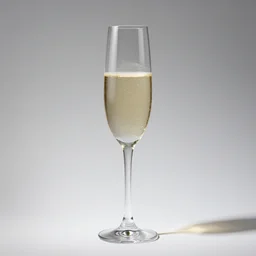 iridescent champagne flute, professional product shot, isolated on a pure white background, centered, entire object in frame, sharp focus, soft studio lighting