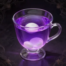 cup of codeine, purple liquid in cup glowing, fantasy, dramatic, intricate, elegant, highly detailed, digital painting, artstation, concept art, smooth, sharp focus, illustration, art by Gustave Dore, octane render