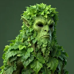 highly fantastic leafy green portrait of a treant with a human mask 4 k resolution, trending on artstation, matte painting, volumetric lighting, octane rendering