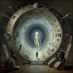 complex alien technology that can create a portal, used to travel to different dimensions by caspar david friedrich