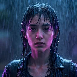 a human portrait made out of rain, neon, beautiful, rendered in octane, unreal engine, cinematic