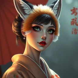 japanese anthropomorphic geisha fox, fine - face, audrey plaza, realistic shaded perfect face, fine details. anime. realistic shaded lighting poster by ilya kuvshinov, magali villeneuve, artgerm, jeremy lipkin and michael garmash and rob rey