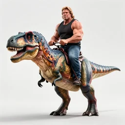 hulk hogan riding a tyrannosaurus rex