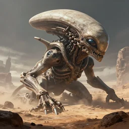the remains of a colossal alien, deserted planet landscape, illustration, epic, sci - fi, hyper detailed, smooth, unreal engine 5, sharp focus, ray tracing