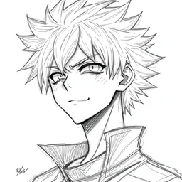 a pencil sketch of bakugo katsuki, rough sketch with erased lines, trending on artstation, detailed, anime