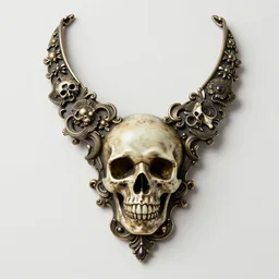 fine beautiful rococo artnouveau skull necklace