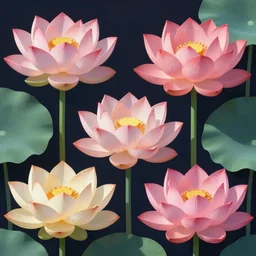 different colored lotus flowers, digital art, trending on artstation