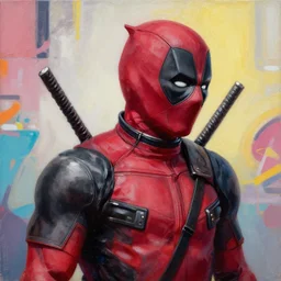greg manchess portrait painting of deadpool as overwatch character, medium shot, asymmetrical, profile picture, organic painting, sunny day, matte painting, bold shapes, hard edges, street art, trending on artstation, by huang guangjian and gil elvgren and sachin teng
