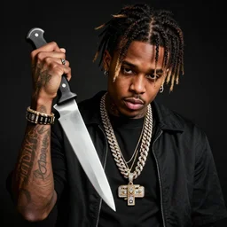 juice wrld holding up a knife digital art 4 k the detailed super realistic
