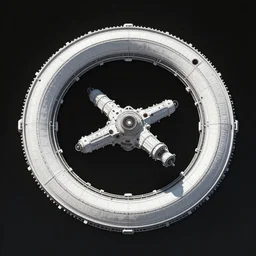 detailed concept art of a space station in the shape of a ring