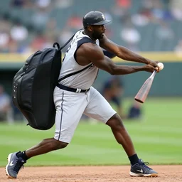 draymond green wearing a backpack and hitting baseballs