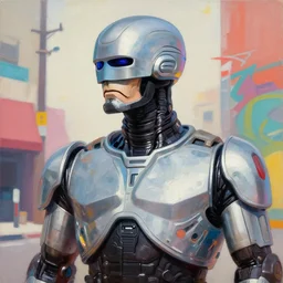 greg manchess portrait painting of alex j. murphy aka robocop as overwatch character, medium shot, asymmetrical, profile picture, organic painting, sunny day, matte painting, bold shapes, hard edges, street art, trending on artstation, by huang guangjian and gil elvgren and sachin teng