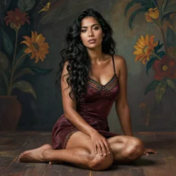 very attractive and sensuous central asian woman realistic, full body, natural style by paul gauguin
