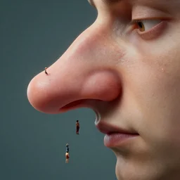 a giant nose sucking up tiny humans, made by Stanley Artgerm Lau, WLOP, Rossdraws, ArtStation, CGSociety, concept art, cgsociety, octane render, trending on artstation, artstationHD, artstationHQ, unreal engine, 4k, 8k,