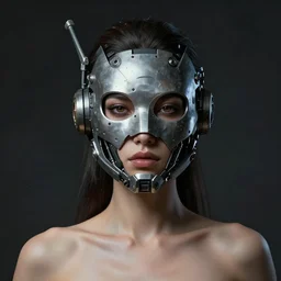 sexy beautiful woman head made of mech mask rendered in unreal engine, cyberpunk, dark scifi, painted by david burliuk | bernard buffet | carne griffiths | wlop