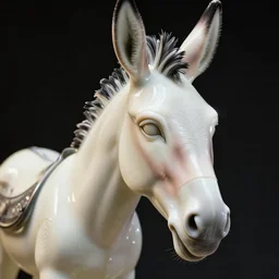 hyper detailed ultra sharp portrait of a beautiful fashionable porcelain ivory cyberpunk scifi donkey, up close shot, sharp focus, global illumination, radiant light, black haute couture, alexandre ferra, irakli nadar, octane render, 4 k, ultra hd,