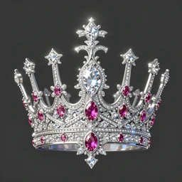 a beautiful queen's crown design made of platinum glowing in sparkles with heavenly notes neo rococo, diamond and ruby, highly detailed sailor moon aesthetic, fantasy, intricate, elegant, highly detailed, digital painting, artstation, concept art, matte, sharp focus, illustration, in the style of aetherpunk
