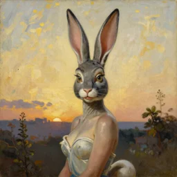 Painting of Jessica Rabbit. Art by william adolphe bouguereau. During golden hour. Extremely detailed. Beautiful. 4K. Award winning.
