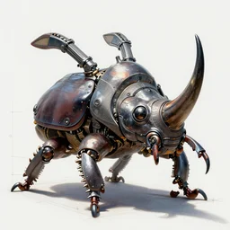 detailed color blueprint plans of a hard shell anthropomorphic warrior rhino beetle mecha. mathias kollros mark winters villeneuve lie setiawan lius lasahido manuel castanon. portrait vivid intricate vibrant elaborate inks unreal engine render.