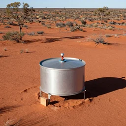 modular atmospheric water collector with reservoir in the australian red desert