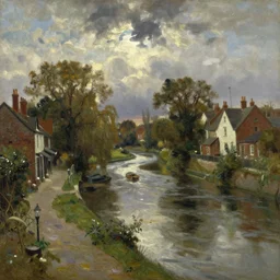 river stour from canterbury high street, oil - on - canvas by ivan aivazovsky