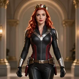 the black widow queen, fantasy art, hyper-realistic, beautiful face, attractive body, queen crown, full body, intricate, realistic, cinematic lighting, volumetric lighting, trending on artstation, artstationHD, 8k, highly detailed