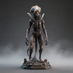 centered photorealistic Cat xenomorph statue inspired by Giger, octane render, unreal engine 4k, volumetric light, fog, wide shot, detailed