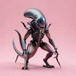 a xenomorph on a pink background, ultra realistic concept art, symmetrical, single subject, amazing composition, art station, geiger