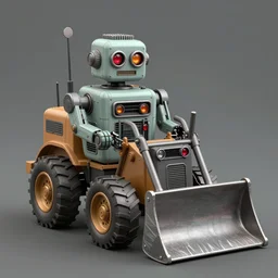 ( ( ( ( ( 1 9 5 0 s retro future android robot bulldozer. muted colors., ) ) ) ) ) by jean - baptiste monge,!!!!!!!!!!!!!!!!!!!!!!!!!