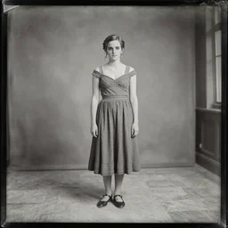 A daguerreotype photograph of Emma Watson wide shot