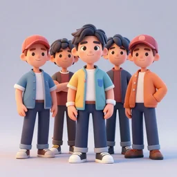 3d render of bts members as pixar characters, artstation, behance