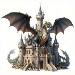 steampunk dragon that transforms into a castle