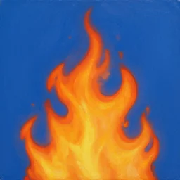 simplistic painting of fire in the blue sky, by craig mullins, featured on artstation