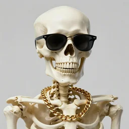commission portrait of a skeleton wearing sunglasses and a golden chain around the neck, character design by charles bowater, greg rutkowski, ross tran, hyperdetailed, hyperrealistic, 4 k, deviantart, artstation, professional photography, concept art, art by notchalla