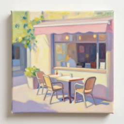 Pastels on canvas. Summer. Late afternoon sitting at the cafe waiting for you.