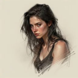 really cool sketchy woman alone, beautiful detailed, focused and dramatic, trending on artstation