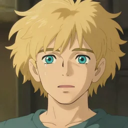 young man with medium - length, curly, golden hair, perfectly proportioned face, aquamarine eyes, cry, natural lighting, path traced, highly detailed, high quality, cartoon, digital painting, by new haicheng and studio ghibli