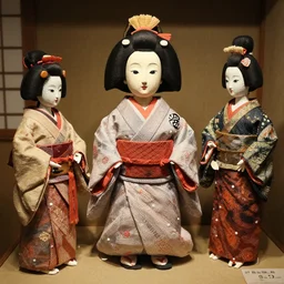 paper mache, gofun, glass eyes. a dramatic example of iki - ningy? ( living doll ) from japan. this was a cultural phenomenon in the evolution of doll - making in japan that began in 1 8 5 2 with an exhibition in osaka. eventually, life - sized, highly dramatic and super - realistic figures in scenes from mythology gave way to pieces that were created for