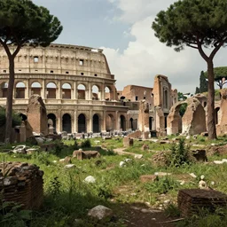 the overgrown ruins of rome after world war iii, greg rutkowski, michal karcz, trending on artstation --height 1024