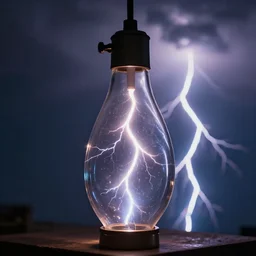 Lightning in a bottle, cinematic, dramatic, amazing, 8K 50mm ISO 10, fast shutter speed, lens flare