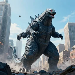 A Cyber Kaiju Attacking new york, cinematic, Michael bay movie