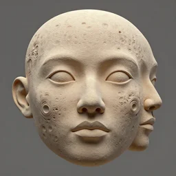 3 d face with fractal structural skin, clay render, rendered in octane, venation, voronoi patterns