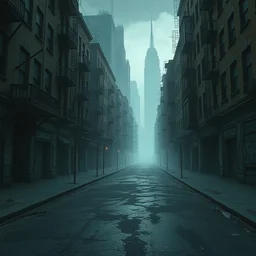''lonely streets, abandoned city, mysterious atmosphere, creepy, cinematic shot, digital paintted, ultra detailed, unreal engine, high quality, 8 k''