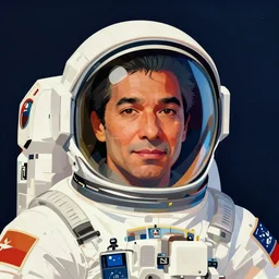 a simple concept art portrait of an astronaut, an award winning yoshitaka amano digital art, by, james gurney and gerhard richter. art by takato yamamoto. masterpiece, deep colours.