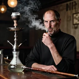 Steve Jobs smoking shisha pipe in bar