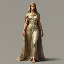 portrait of a full body of beautiful female high priestess, d & d, fantasy, flat lighting, intricate, muscular, highly detailed, digital painting, artstation, concept art, smooth, sharp focus, illustration, art by simon bisley and greg rutkowski and alphonse mucha, natural tpose