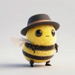 a tiny bumblebee wearing a cool hat